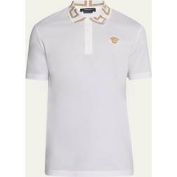 Versace Metallic Greca Collar Piqué Polo