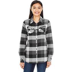 Burnside ladies' silhouette plaid boyfriend flannel shirt button cuffs b5210