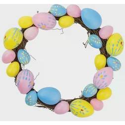 Northlight Pink Floral Egg Wreath Easter Decoration