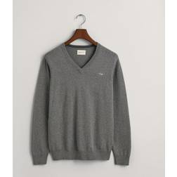 Gant Classic Cotton V-Neck Dark Grey Melange