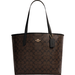 Coach City Tote In Signature Canvas - Gold/Brown Black