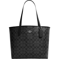 Coach City Tote In Signature Canvas - Silver/Graphite/Black