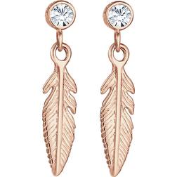 Elli Feather Boho Hippie Earrings - Rose Gold/Transparent