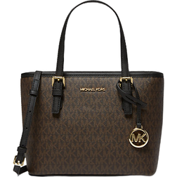 Michael Kors Jet Set Travel Extra-Small Logo Top-Zip Tote Bag - Brown/Blk