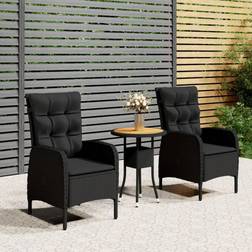 vidaXL Garten-Bistro-Set Poly Rattan 3-tlg Café-Set