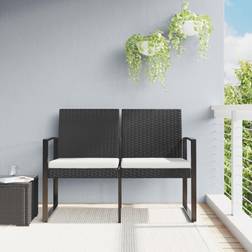 vidaXL Gartenbank 2-Sitzer mit Kissen Schwarz Sofa