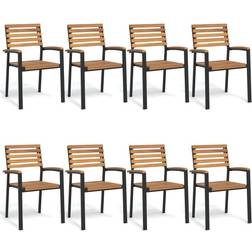vidaXL Stackable Garden Chairs 8 Pcs Solid Wood Acacia and Metal Garden Dining Chair
