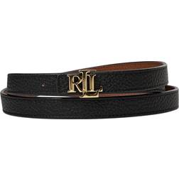 Lauren Ralph Lauren Women's Reversible Skinny Belt Black/Tan