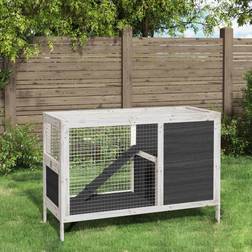 vidaXL kaninbur 103x44x69,5 massivt fyrretræ grå