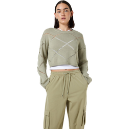 Noisy May Cropped Knitted Pullover - Light Green