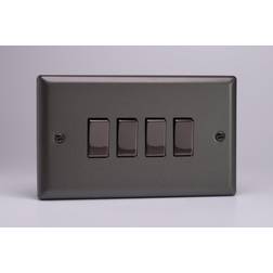 Varilight 4-Gang 10A 1- or 2-Way Rocker Switch Twin Plate in Graphite 21