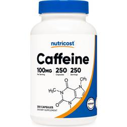 Nutricost caffeine pills 100mg per serving, 250