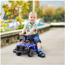 Aosom Kids Push Ride On Car with Working PA System and Horn, Police Truck Style Foot-to-Floor Sliding Car for Boys and Girls with Under-Seat Storage