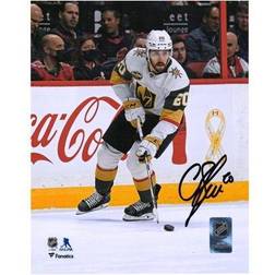 Chandler Stephenson Vegas Golden Knights Autographed x White Jersey with Puck Photograph