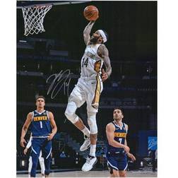 Brandon Ingram New Orleans Pelicans Autographed x Dunk in White Jersey vs. Denver Nuggets Photograph