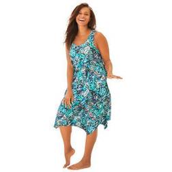 Plus Women's Sharktail Beach Cover Up by Swim 365 in Teal Blue Butterfly Size 30/32 Dress