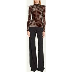 Balmain Monogram Turtleneck Top - Brown