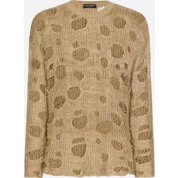 Dolce & Gabbana Re-Edition distressed silk and linen sweater beige