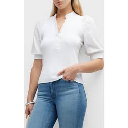 Veronica Beard Coralee Puff-Sleeve Top White