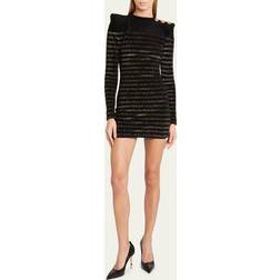 Balmain Striped lurex jersey dress black