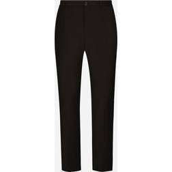 Dolce & Gabbana Stretch cotton pants with DG embroidery black