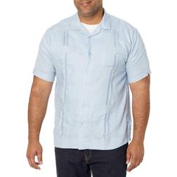 Cubavera Men's Short Sleeve 100% Linen Cashmere Blue