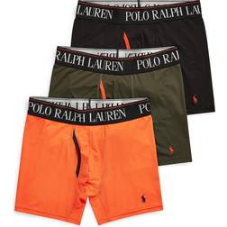 Polo Ralph Lauren Men's 3-Pack. 4-d Flex Cool Microfiber Boxer Briefs Black/Orange/Green Black/Orange/Green