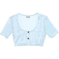 Ganni Blue Sequins Blouse 495 Ice Water DK