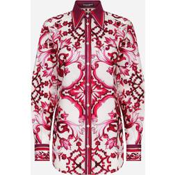 Dolce & Gabbana Majolica-print poplin shirt tris_maioliche_fuxia