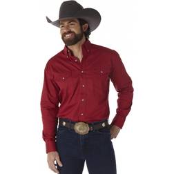 Wrangler Desert Målad Ökenarbetsskjorta Med Två Fickor Långärmad Knappslå - Röd