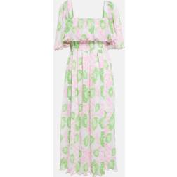 Ganni Midi Smock Klänning i Plisserat - Pink