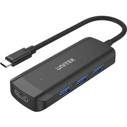 Unitek H1110B Actieve Hub USB-C 3 x USB-A 3.1 HDMI 4K 30Hz