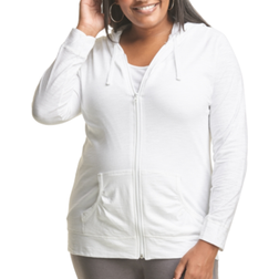 Just My Size Plus Full-Zip Slub Cotton Hoodie - White