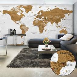 Artgeist Fototapet XXL World Map: White Oceans II 500 x 280 cm