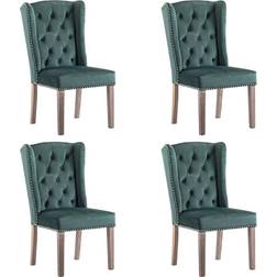 vidaXL Dining Room Dark Green Kitchen Chair 108.5cm 4pcs