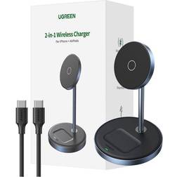UGREEN Trådløs Oplader 2in1 90668 Sort/Stor/90668