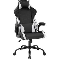 BestOffice Gaming Chair Office Chair PC Computer Chair with Lumbar Support Headrest Flip up Armrest Task Rolling Swivel Ergonomic Adjustable E-Sports Desk Racing Chair(White)