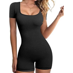 OQQ Women Yoga Rompers - Black