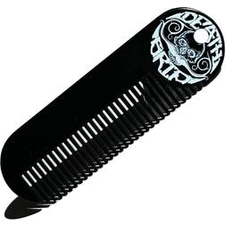 Beard comb or fine tooth mustache pocket stainless steel metal small, black