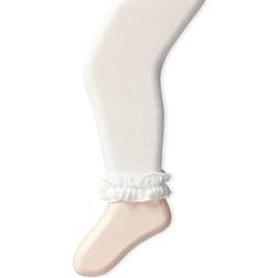 Pima Cotton Ruffle Footless Tights Ivory 0-6M