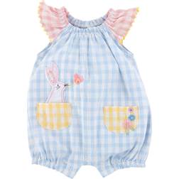 Mud Pie Little Girl Easter Bunny Gingham Romper