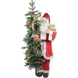 Northlight 50" Musical Standing Santa Claus Lighted Christmas Tree Teddy Bear Figurine