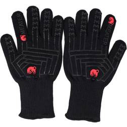 MEATER Mitts Heat Resistant BBQ Gloves Pot Holder Black, Red (31.8x16.5cm)