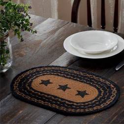 VHC Brands Farmhouse Jute Stencil Stars 12x18 Place Mat Black