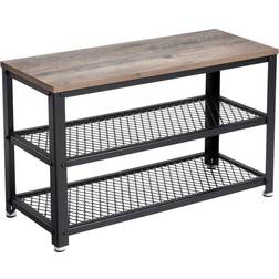 Songmics Stylish Greige Bench with 2 Shelves Shoe Rack