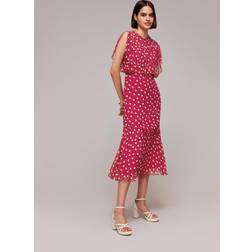 Whistles Womens Multi-coloured Moon Spot-print Woven Midi Dress