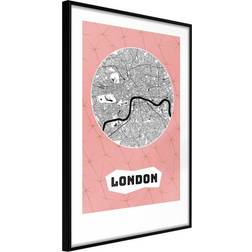 Artgeist Inramad Tavla City map: London Pink Poster