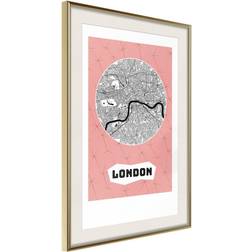 Artgeist Inramad Tavla City map: London Pink Poster