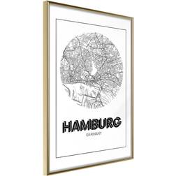 Artgeist Inramad Tavla City Map: Hamburg Round Poster