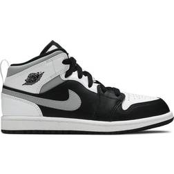 NIKE Air Jordan 1 Mid White Shadow PS - Black/White/Light Smoke Grey